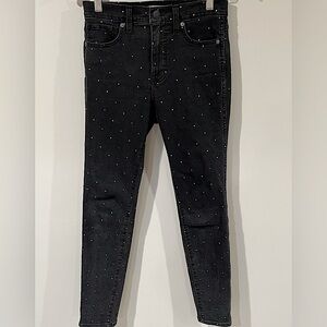Women’s Madewell Size 25 10” High-Rise Skinny Washed Black Dotted Jeans Pants